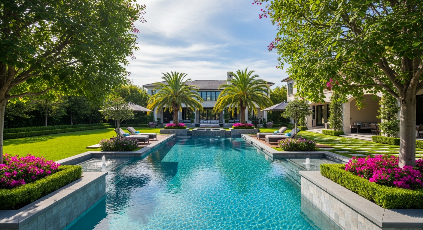 Luxury backyard pool